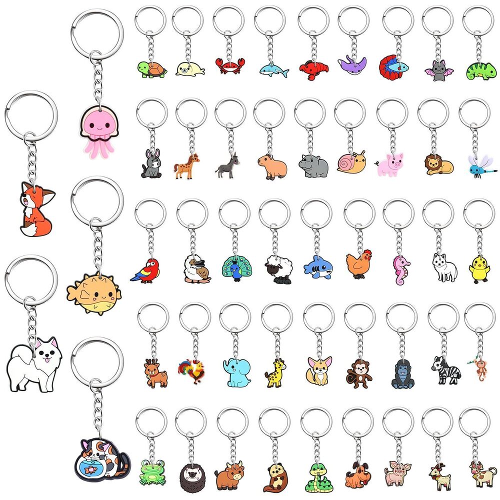 3301 50Pcs Cute Animals Keychains Bulk,DIY Cute Keychain Charms,Backpack